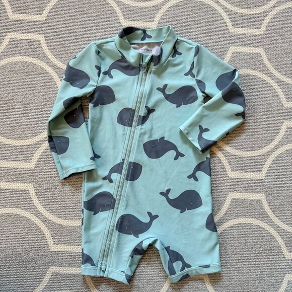 Simple Joys by Carters Whale Print Rashguard Swimsuit Blue 18M - Picture 4 of 6
